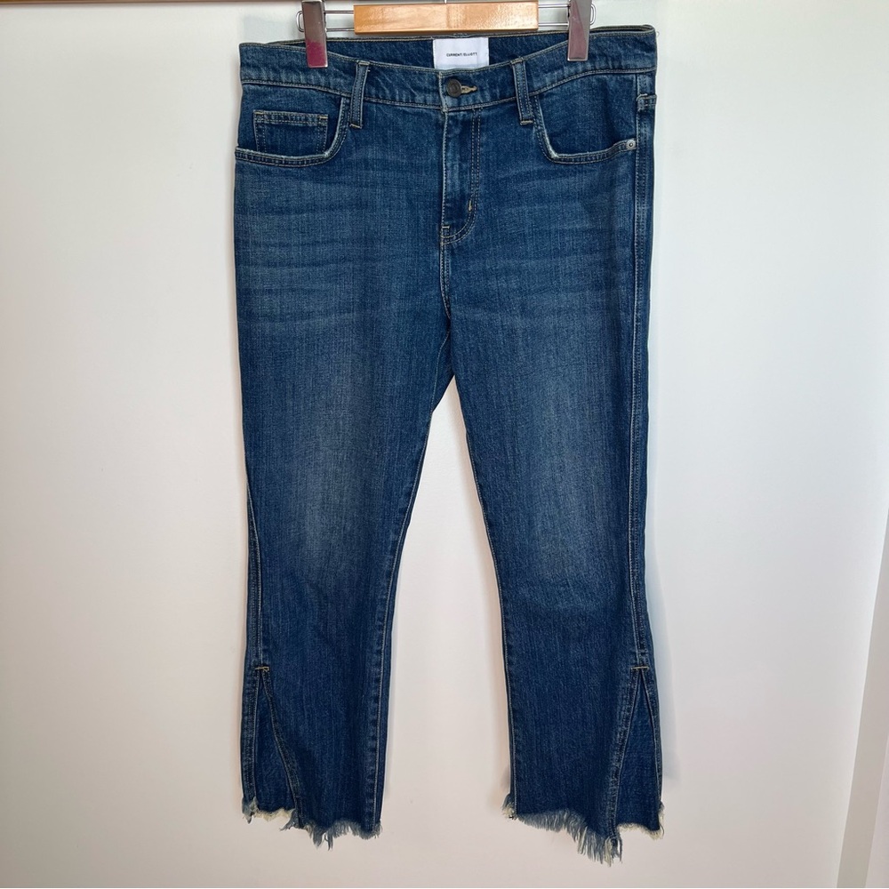 Current/Elliott Cropped Jeans Raw Hem Detail size 30